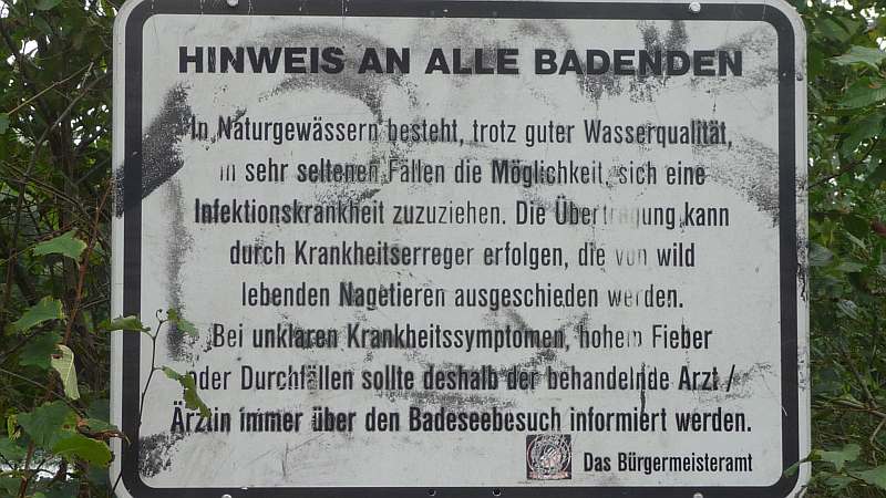 Hinweis Schild Badende Hirschau