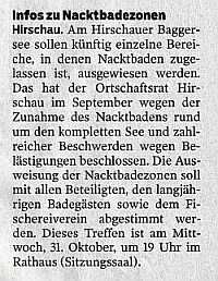 Sitzung zu Nacktbadearealen